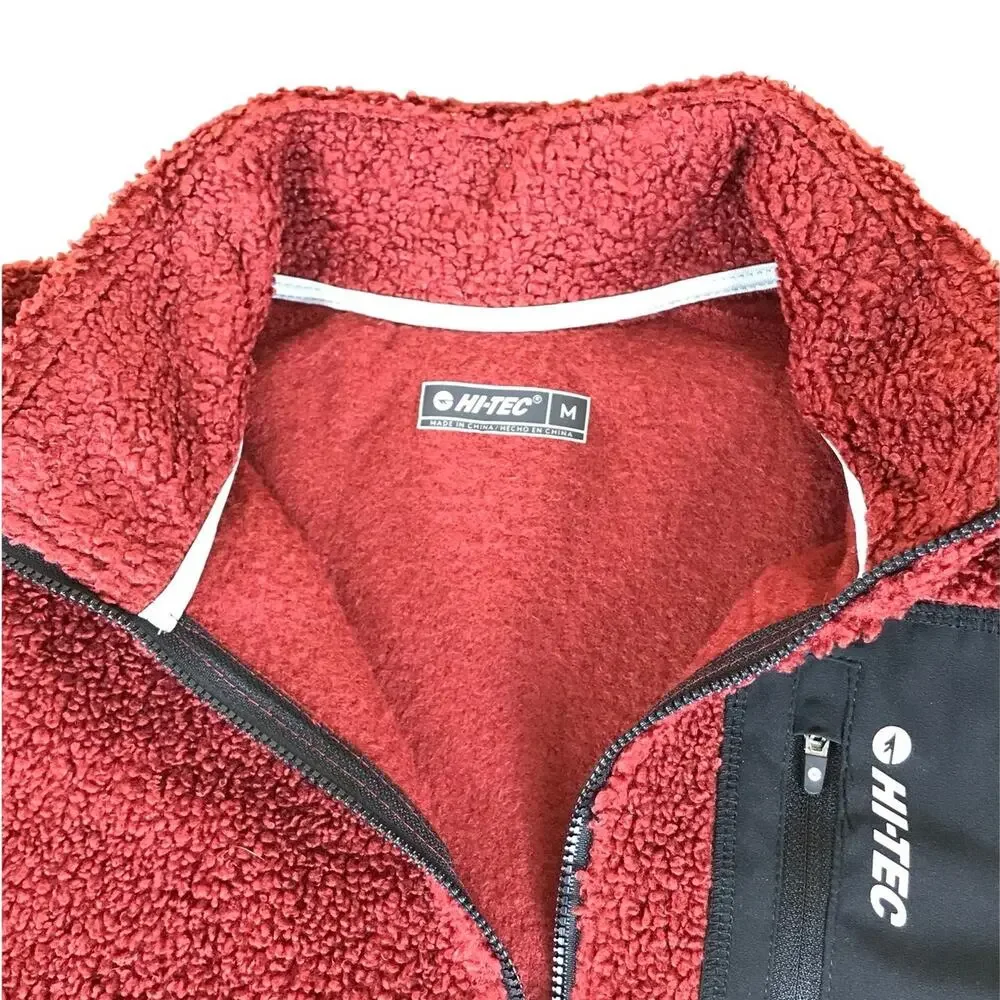 Hi-Tec Fleece Pullover Men’s Medium Maroon Red 1/4 Zip Outdoor Winter Cozy